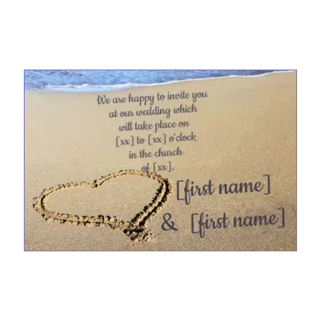 wedding announcement invitation heart beach brown 