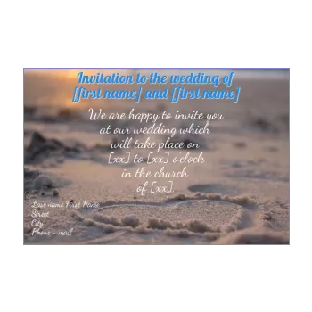wedding announcement invitation heart beach blue 