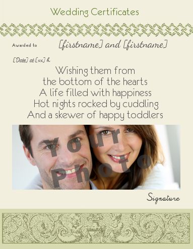 Wedding Certificate with photo template