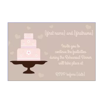 wedding card invitation dinner brown cake rose 