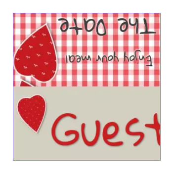 label place card table heart red 