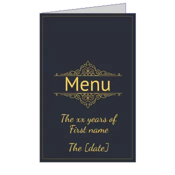 Birthday Menu Blue Elegant Orange template