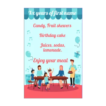 birthday menu dinner balloon blue cake kid 