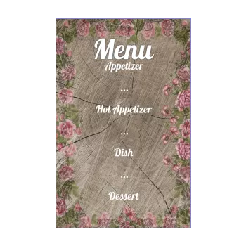 menu baptism brown flower rose wood 