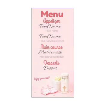 menu baptism gift candle girl rose shoe 