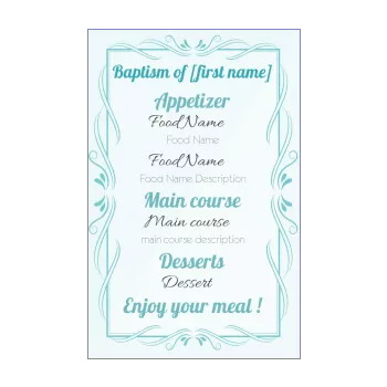 menu baptism blue elegant 