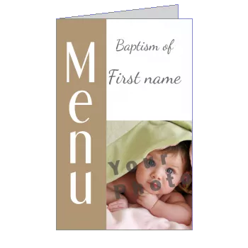 Menu Baptism Brown with photo template