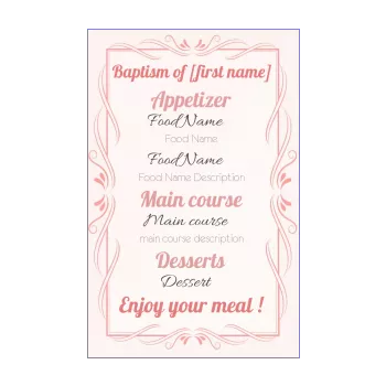 menu baptism girl rose 