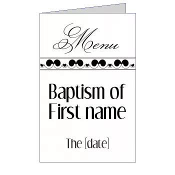 Menu Baptism Black White template