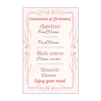 menu communion elegant girl rose 