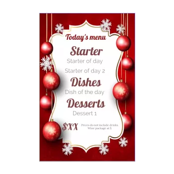 card menu restaurant christmas ball red 