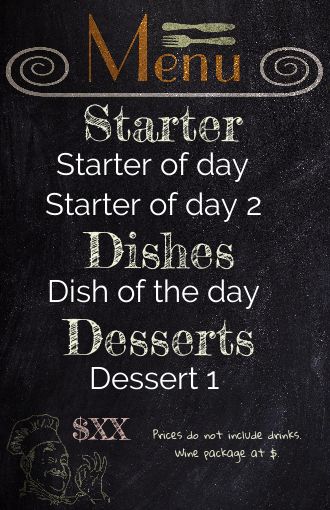 Card Menu Restaurant Black Slate free template