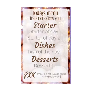 card menu restaurant christmas golden ball brown 