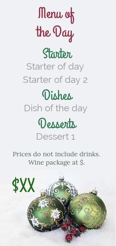 Card Menu Restaurant Christmas Ball free template