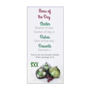 card menu restaurant christmas ball green 