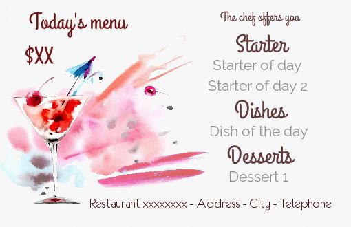 Card Menu Restaurant Cocktail Grey free template