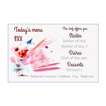 card menu restaurant cocktail grey red alcohol 