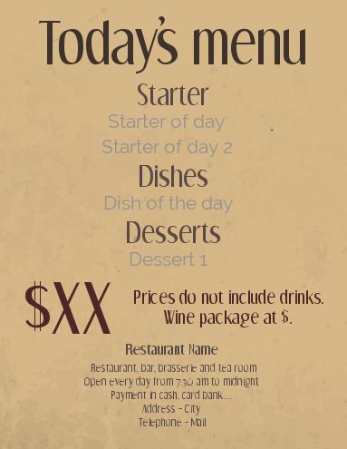 Card Menu Restaurant Italian Brown template