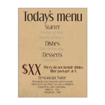 card menu restaurant italian brown 