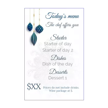 card menu restaurant christmas ball blue 