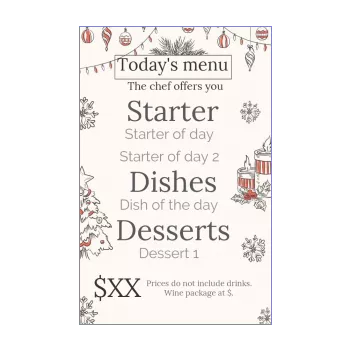 card menu restaurant christmas drawing 