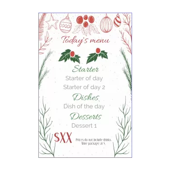 card menu restaurant christmas green red 