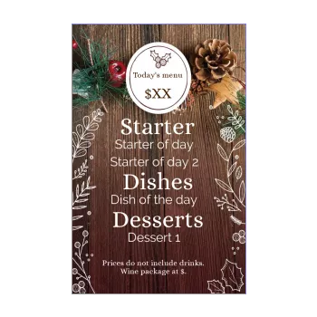 card menu restaurant christmas table brown 
