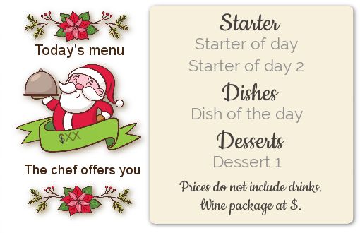 Card Menu Restaurant Christmas Drawing free template
