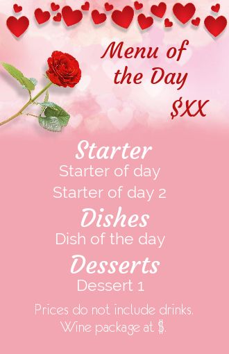 Card Menu Restaurant Heart Flower free template
