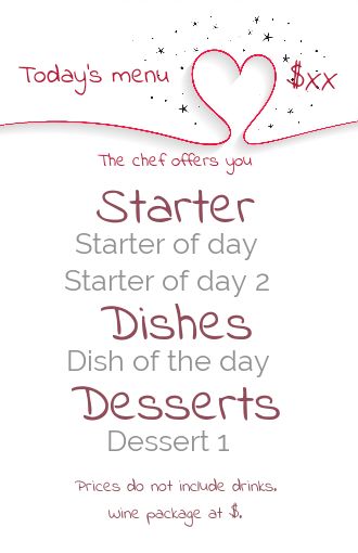 Card Menu Restaurant Valentine S free template