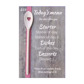 card menu restaurant table valentine s day heart brown wood 