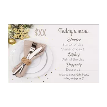 card menu restaurant christmas table fork star white 