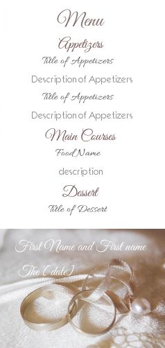 Wedding Menu Ring White free template