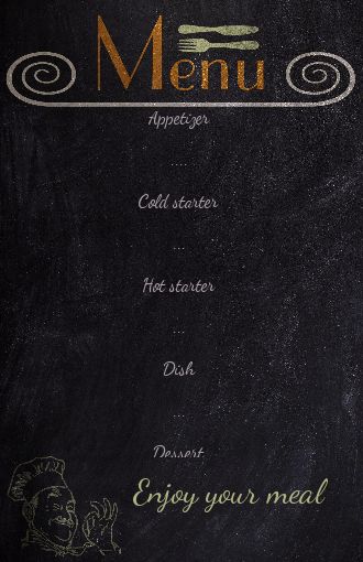 Wedding Menu Black Orange Slate free template