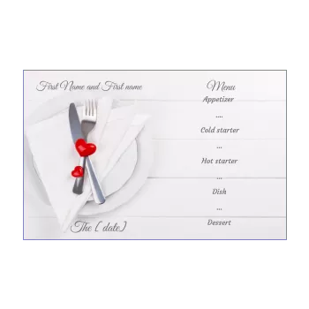 wedding menu heart fork white 