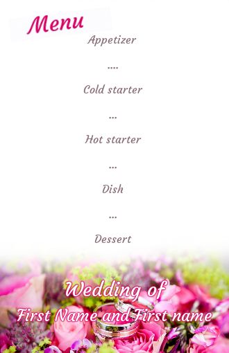 Wedding Menu Ring Flower Rose free template