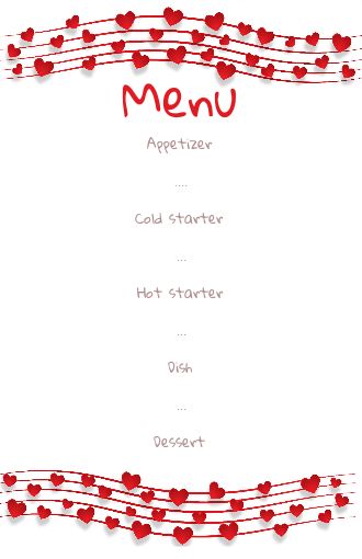 Wedding Menu Heart Red free template