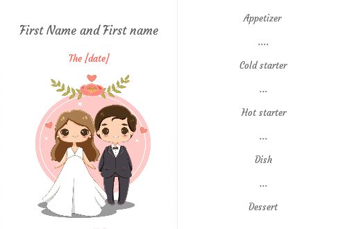 Wedding Menu Heart Drawing Man free template