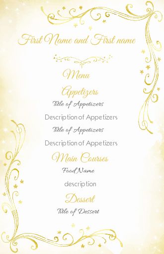 Wedding Menu Golden Star Yellow free template
