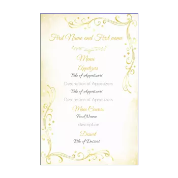wedding menu golden yellow star 