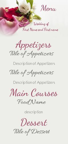 Wedding Menu Ring Flower Mauve free template