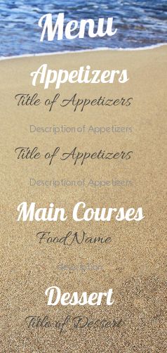 Wedding Menu Beach Sea free template