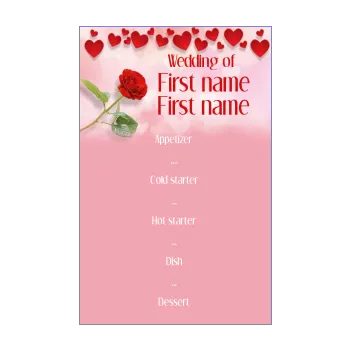 wedding menu heart flower rose 