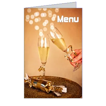Menu Dinner Champagne Christmas Orange template