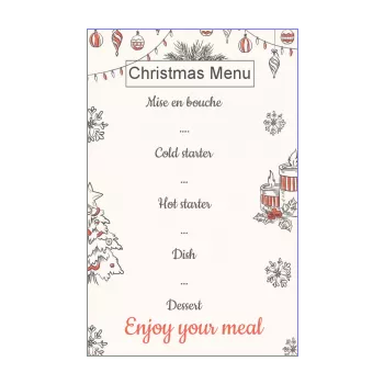 menu dinner christmas candle drawing fir 