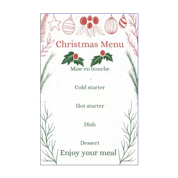 menu dinner christmas ball drawing green red 