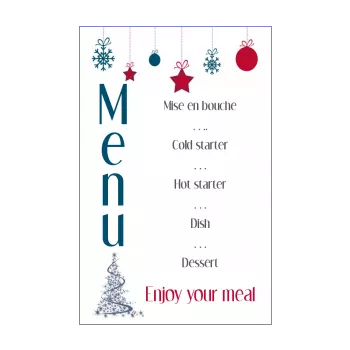 menu dinner christmas ball blue fir red 