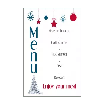 menu new year dinner party ball blue red star 