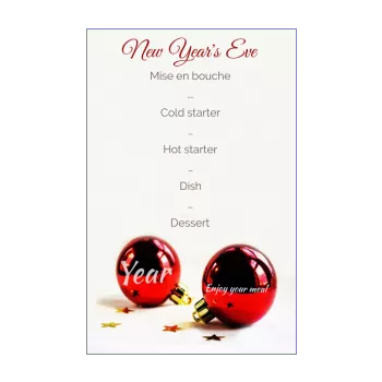 menu new year dinner party red ball 
