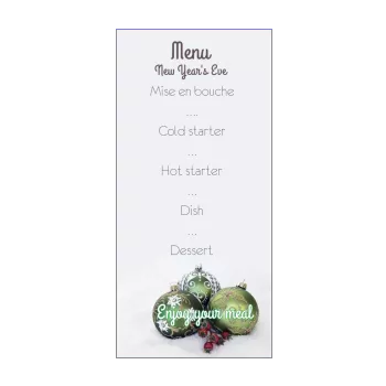menu new year dinner party ball green snow 